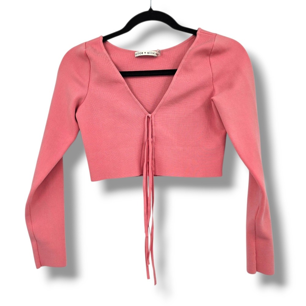 Alice + Olivia Coral V-Neck Crop Top